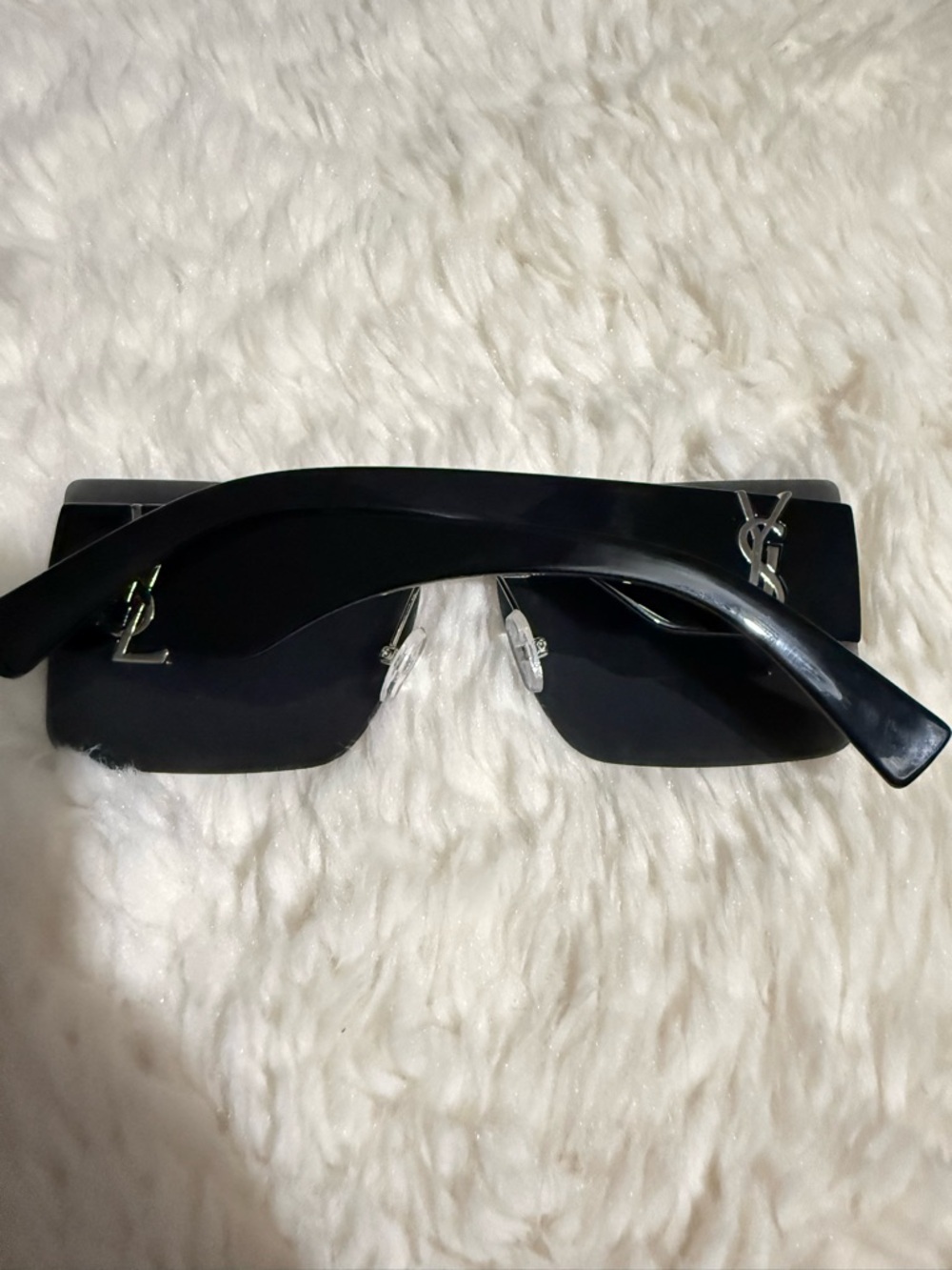 Yves Saint Laurent Black Rimless Sunglasses with Silver YSL Accents